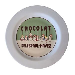 Pottery Barn Ceramic Chocolate Dessert Plate, Green Chocolat Delespaul-Havez